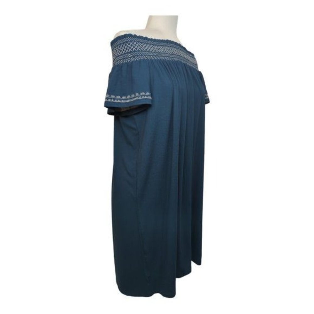 Ann Taylor Factory Smocked Off-The-Shoulder Relaxed Fit‎ Yoke Dress Size Large
